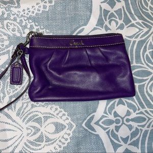 Leather Purple Coach Wristlet